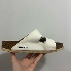 Birkenstock Cream Slide Sandals
